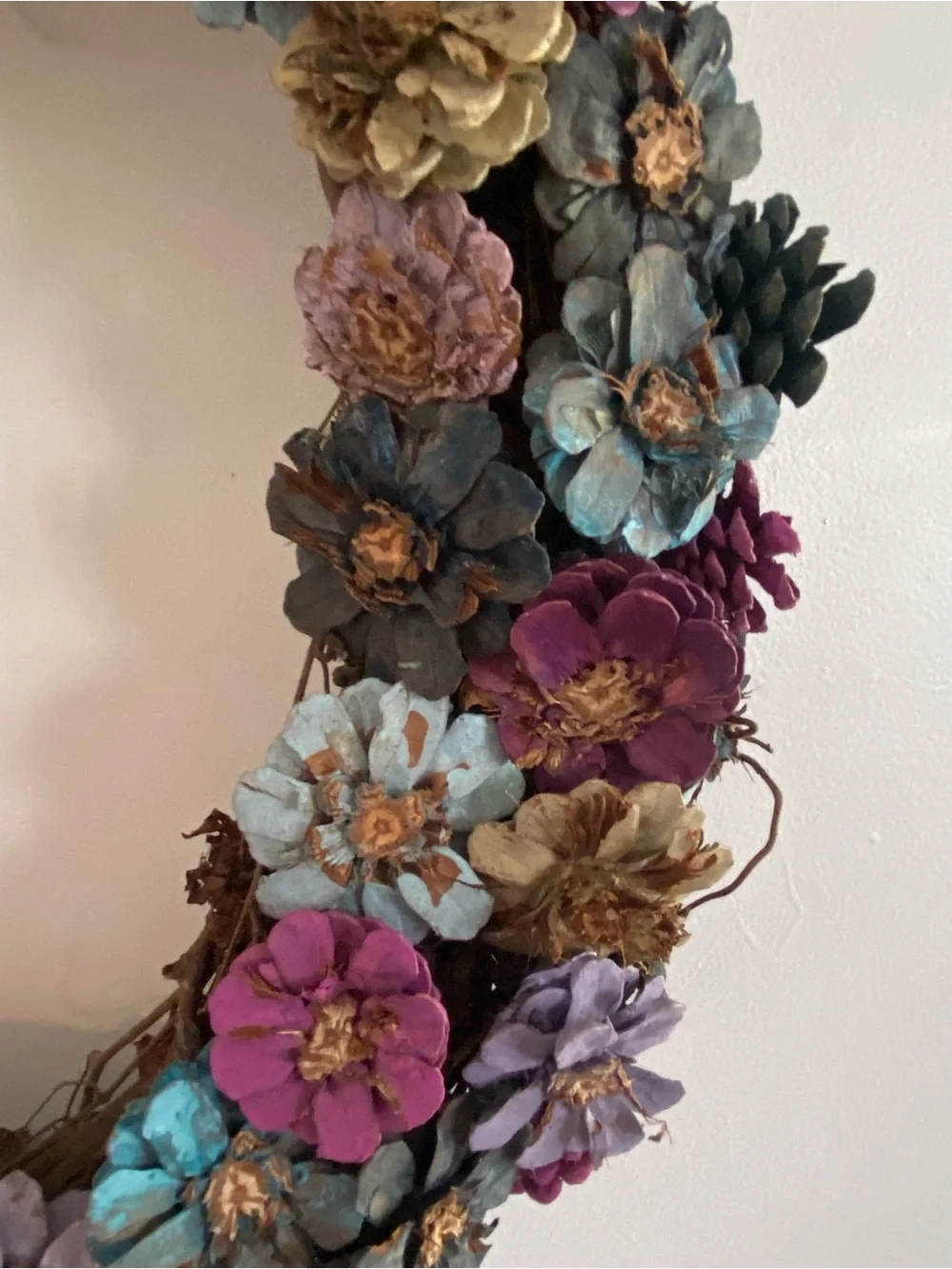 Pastels Floral Pinecone 20” Wreath Handcrafted